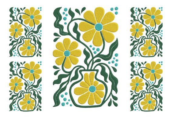 Abstract Daisy Flowers Embroidery Design Review