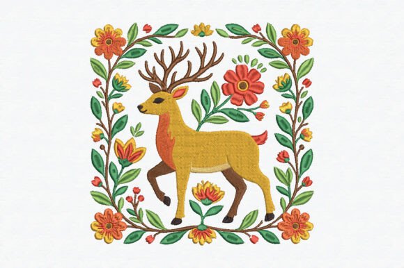 Boho Floral Deer Embroidery Design – Perfect for Etsy & Small Shop Collections