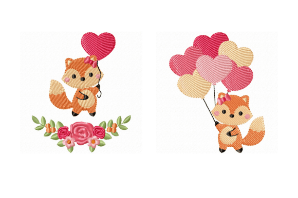 Fox Cute Embroidery Design Bundle Set