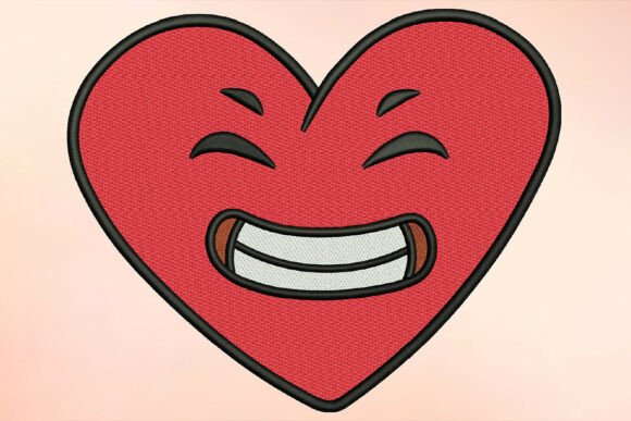 Grinning Heart Embroidery Design