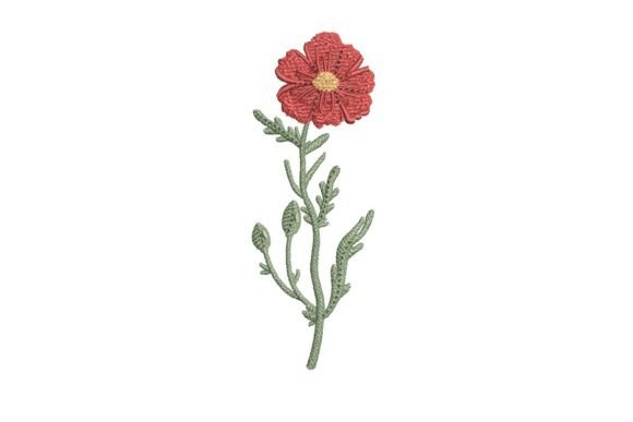 Red Wildflower Embroidery: A Versatile Design for Etsy Sellers and Small Craft Businesses