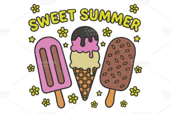 Sweet Summer Ice Cream Embroidery Design